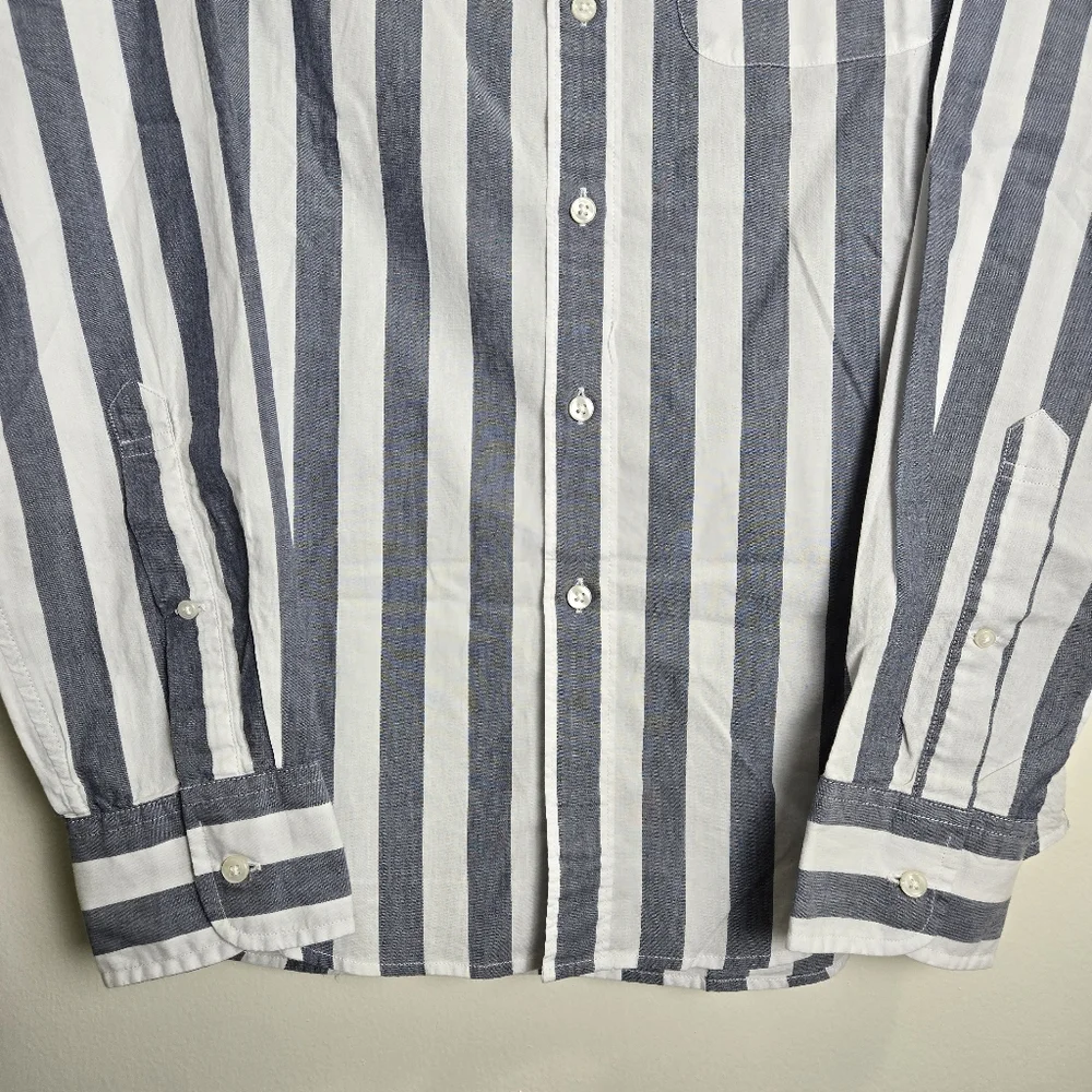 J.CREW Cotton Heathered Shirting Blue‎ White Slim Fit Button-Down Shirt S